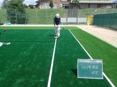 大分市宇曽山荘テニスコート人工芝改修工事の記録写真5